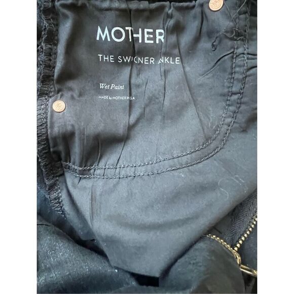 Mother Jeans - The Swooner Ankle Skinny Jeans - Black Wet Paint Coated Size 31 - Picture 5 of 5
